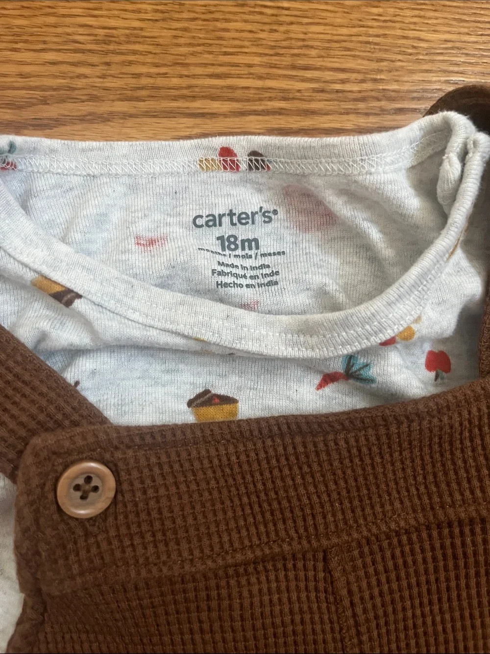 Carter's Brown Ribbed Overalls with Front Pocket and Thanksgiving T shirt